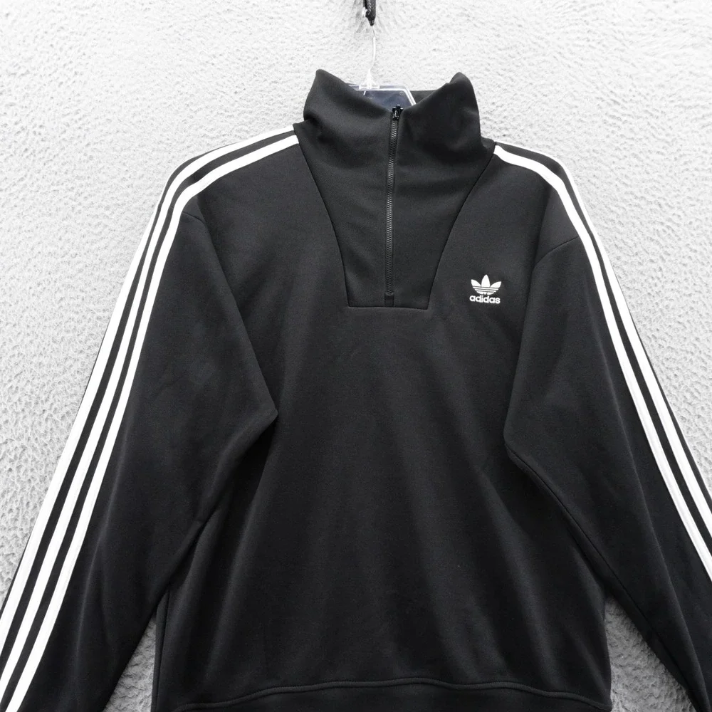 Adidas Originals Funnelneck Track Top Mens Small‎ Black White Retro NEW